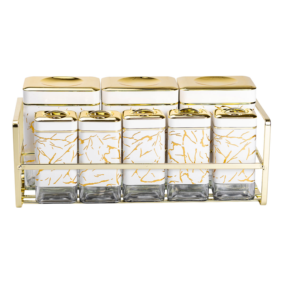 HP1365_3 Набір для приправ та спецій на підставці 8 штук з кришками Білий HP-1365 - Зображення 1