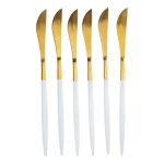 Набір столових ножів 6 штук ножі сервірувальні столові 22.5 см Білий із золотом HP-20-11