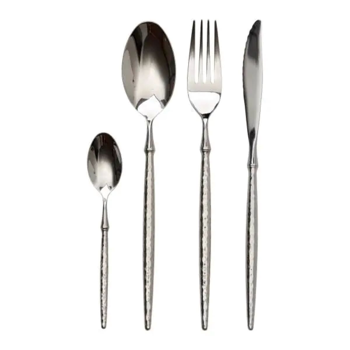 HP2014_2-600x600-2 Набір столових приборів золото на 6 персон 24 предмети ложки, виделки, ножі Срібло HP-20-14 - Зображення 1