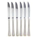 Набір столових ножів 6 штук ножі сервірувальні з нержавіючої сталі 22.5 см Срібло із золотим обрамленням HP-20-30