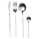 Набір столових приборів 24 предмети набір ложок виделок і ножів на 6 персон Сріблястий HP-20-42
