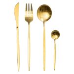 Набір столових приборів 24 предмети набір ложок виделок і ножів на 6 персон Золотистий HP-20-43