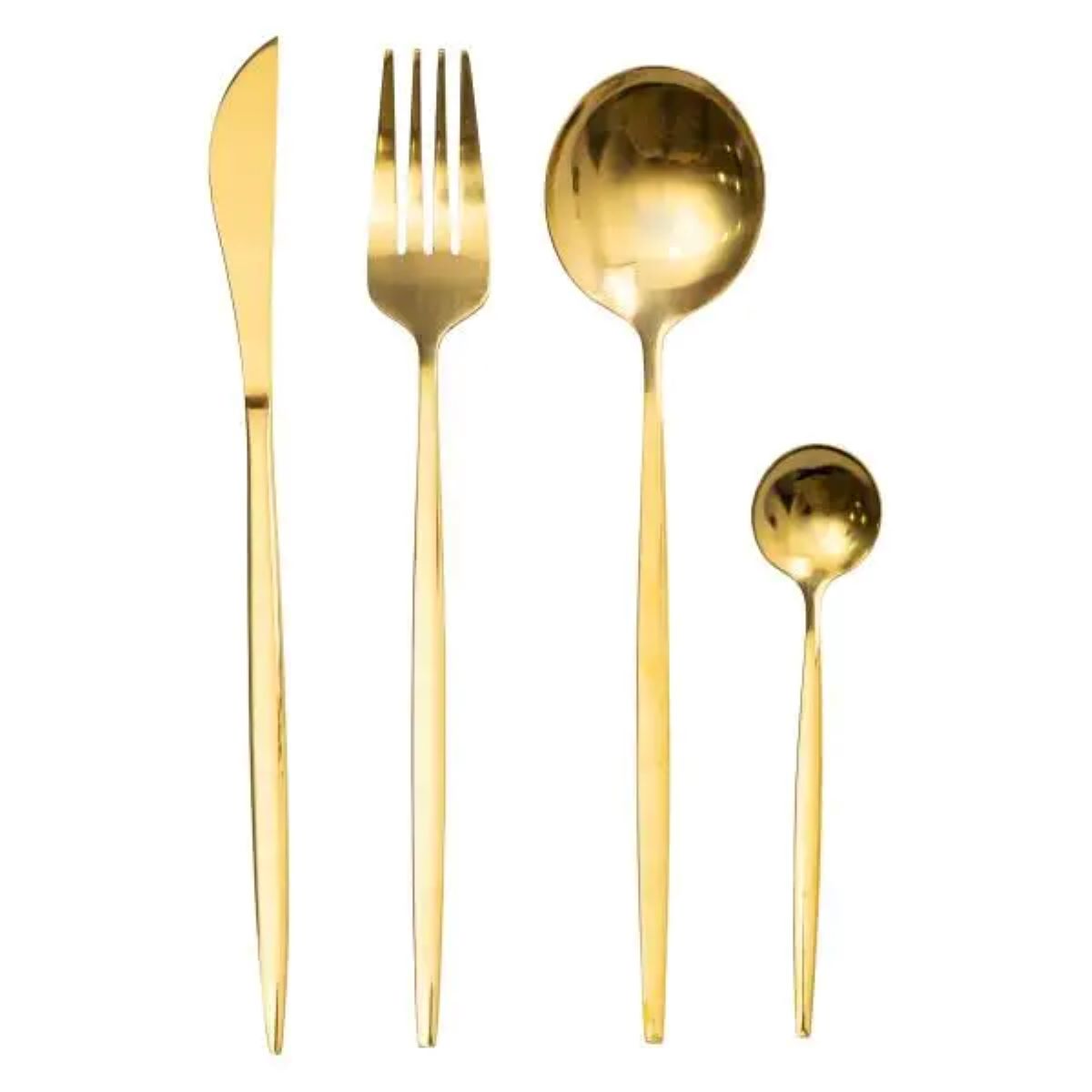 HP2043_2-600x600-2 Набір столових приборів 24 предмети набір ложок виделок і ножів на 6 персон Золотистий HP-20-43 - Зображення 1