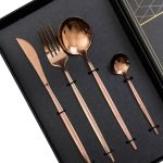 Набір столових приборів 24 предмети набір ложок виделок і ножів на 6 персон Бронзовий HP-20-44 - Зображення 2