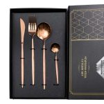 Набір столових приборів 24 предмети набір ложок виделок і ножів на 6 персон Бронзовий HP-20-44 - Зображення 3