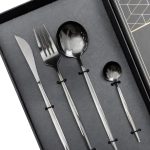 Набір столових приборів 24 предмети набір ложок виделок і ножів на 6 персон Чорний HP-20-45 - Зображення 2