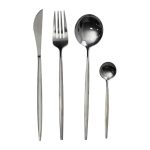 Набір столових приборів 24 предмети набір ложок виделок і ножів на 6 персон Чорний HP-20-45