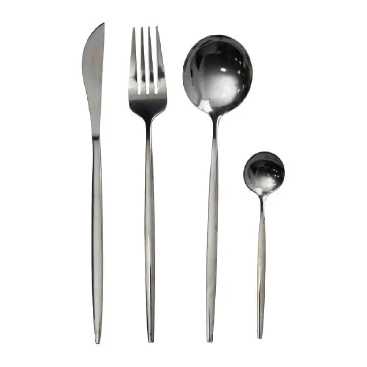 HP2045_2-600x600-1 Набір столових приборів 24 предмети набір ложок виделок і ножів на 6 персон Чорний HP-20-45 - Зображення 1