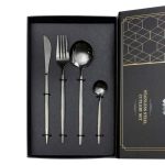 Набір столових приборів 24 предмети набір ложок виделок і ножів на 6 персон Чорний HP-20-45 - Зображення 3