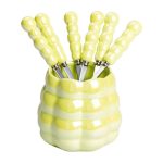 Набір десертних виделок і ложок на 3 персони з підставкою з порцелянау 7 предметів Зелений HP-20-58 - Зображення 3