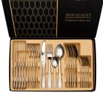 Набір столових приборів золото на 6 персон комплект столових приборів 24 предмети Срібло HP-20-63 - Зображення 2