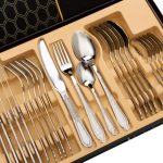 Набір столових приборів золото на 6 персон комплект столових приборів 24 предмети Срібло HP-20-63 - Зображення 3