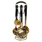 Набір кухонного приладдя на підставці 7 предметів кухонні аксесуари на підставці Чорний із золотом HP-20-66 - Зображення 3