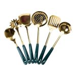 Набір кухонного приладдя на підставці 7 предметів кухонні аксесуари на підставці Смарагдовий HP-20-67 - Зображення 5