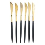 Набір столових ножів 6 штук ножі сервірувальні столові 22.5 см Чорний із золотом HP-20-6