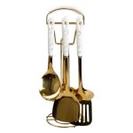 Набір кухонного приладдя 7 предметів на підставці столові прилади з нержавіючої сталі Золото з білим HP-20-7 - Зображення 3