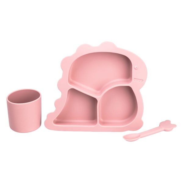 Дитячий набір силіконового посуду 3 предмети Рожевий HP34545P