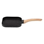 Сковорода гриль квадратна 18×18 см рифлена з гранітним покриттям чорна HP39568B - Зображення 2