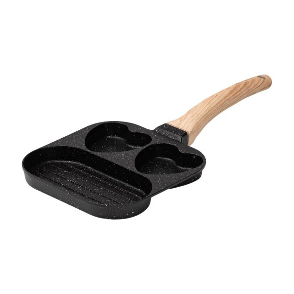 Квадратна порційна сковорода на 3 секції з антипригарним покриттям для всіх плит, чорна HP39569B