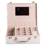 Скринька для прикрас з еко шкіри 2 яруси із дзеркалом органайзер для ювелірних виробів HP-5-15W