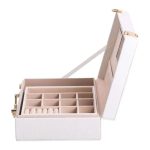 Скринька для прикрас з еко шкіри 2 яруси із дзеркалом органайзер для ювелірних виробів HP-5-15W - Зображення 5