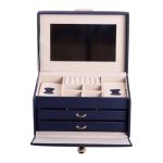 Скринька для прикрас з еко шкіри 3 яруси з дзеркалом органайзер для ювелірних виробів HP-5-17BL