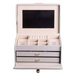 Скринька для прикрас з еко шкіри 3 яруси з дзеркалом органайзер для ювелірних виробів HP-5-17G