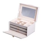 Скринька для прикрас з еко шкіри 3 яруси з дзеркалом органайзер для ювелірних виробів HP-5-17G - Зображення 5