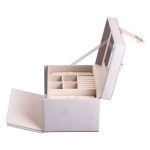 Скринька для прикрас з еко шкіри 3 яруси з дзеркалом органайзер для ювелірних виробів HP-5-17G - Зображення 6