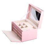 Скринька для прикрас з еко шкіри 3 яруси з дзеркалом органайзер для ювелірних виробів HP-5-17P - Зображення 2