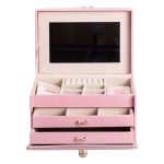 Скринька для прикрас з еко шкіри 3 яруси з дзеркалом органайзер для ювелірних виробів HP-5-17P - Зображення 4