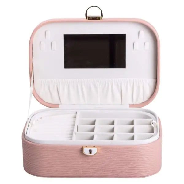 Скринька для прикрас з еко шкіри 2 яруси із замком органайзер для ювелірних виробів HP-5-1P