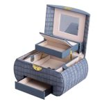 Скринька для прикрас з еко шкіри 3 яруси із замком органайзер для ювелірних виробів HP-5-21BL - Зображення 2