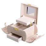 Скринька для прикрас з еко шкіри 3 яруси із замком органайзер для ювелірних виробів HP-5-21BE - Зображення 3