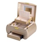 Скринька для прикрас з еко шкіри 3 яруси із замком органайзер для ювелірних виробів HP-5-21GOLD - Зображення 2