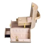 Скринька для прикрас з еко шкіри 3 яруси із замком органайзер для ювелірних виробів HP-5-21GOLD - Зображення 3