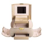 Скринька для прикрас з еко шкіри 3 яруси із замком органайзер для ювелірних виробів HP-5-21GOLD - Зображення 4