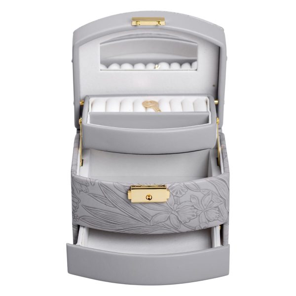 Скринька для прикрас з екошкіри, 3 яруси з замком, органайзер для ювелірних виробів HP-5-23G