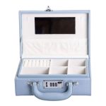 Скринька для прикрас з еко шкіри 2 яруси з кодовим замком органайзер для ювелірних виробів HP-5-24BL