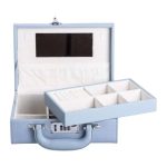 Скринька для прикрас з еко шкіри 2 яруси з кодовим замком органайзер для ювелірних виробів HP-5-24BL - Зображення 3