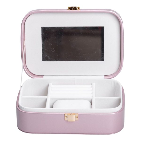 Скринька для прикрас з еко-шкіри 20×14×7 см з дзеркалом - органайзер для ювелірних виробів HP-5-32P