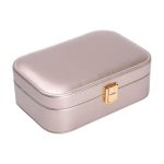 Скринька для прикрас з еко шкіри 20×14×7 см із дзеркалом органайзер для ювелірних виробів HP-5-32GOLD - Зображення 3