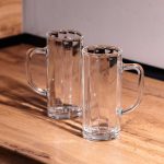 Набір пивних кухлів 2 штуки по 500 мл скляні прозорі HP576 - Зображення 2