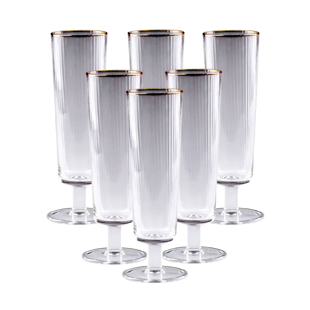 HP82-1-1 Келихи для шампанського із золотою облямівкою 6 штук по 300 мл HP82 - Зображення 1