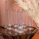 Келихи для шампанського із золотою облямівкою 6 штук по 300 мл HP82 - Зображення 2