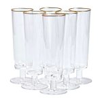 Келихи для шампанського із золотою облямівкою 6 штук по 300 мл HP82 - Зображення 3