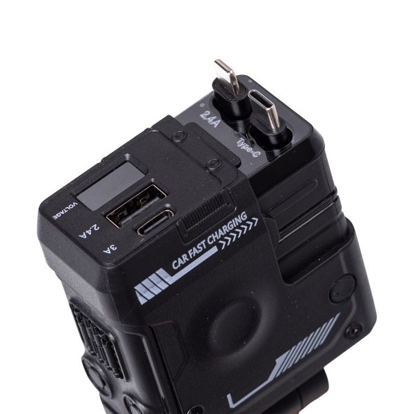 Автомобільний зарядний пристрій MECHA з висувними кабелями та портами USB/Type-C Чорний HP-A1B