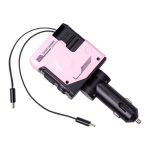 Автомобільний зарядний пристрій MECHA з висувними кабелями та портами USB/Type-C Рожевий HP-A1P - Зображення 2