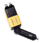 Автомобільний зарядний пристрій MECHA з висувними кабелями та портами USB/Type-C Жовтий HP-A1Y - Зображення 4