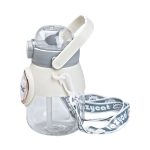 Пляшка для води з трубочкою 820 мл дитяча з ручкою та ремінцем Сірий HPGM2217G - Зображення 6